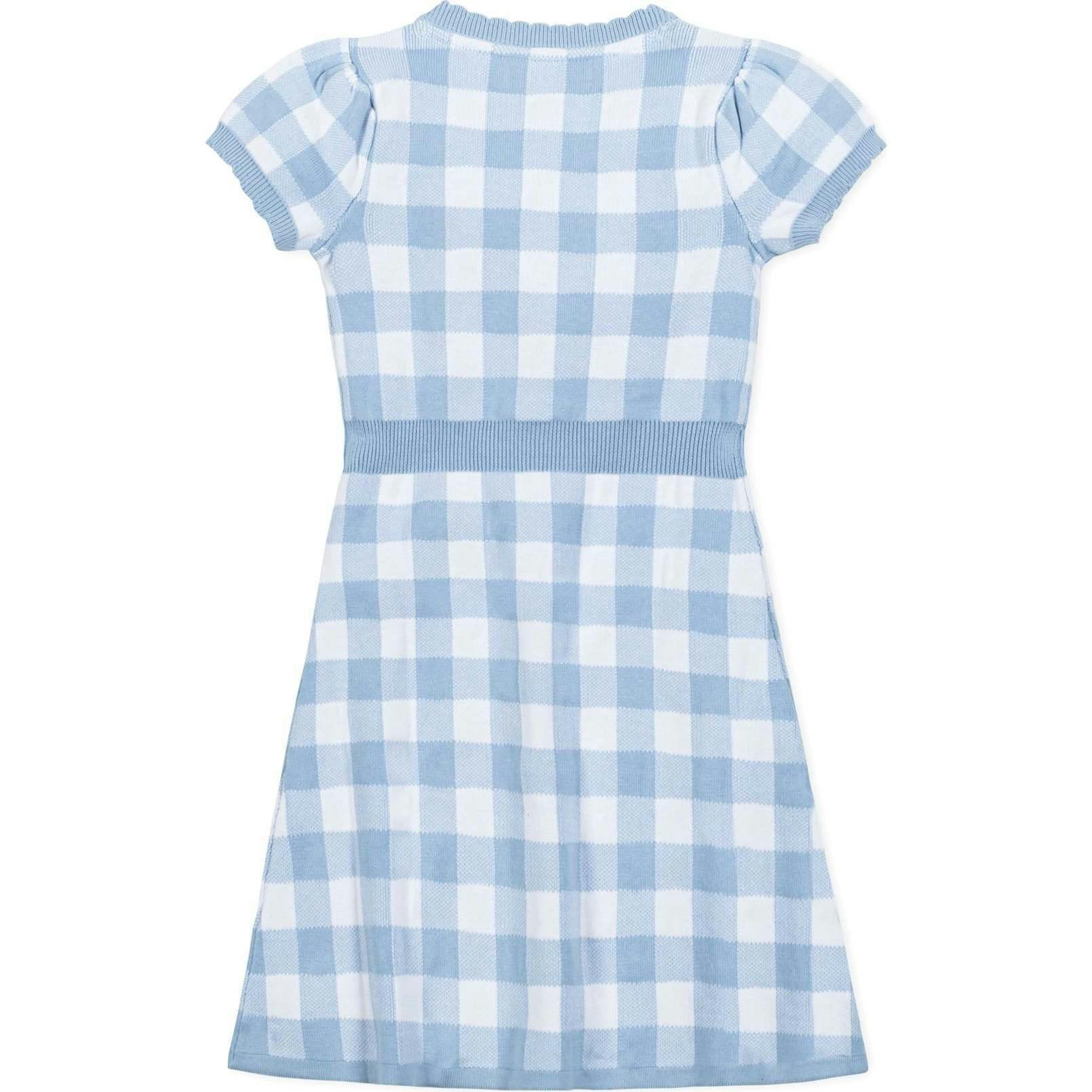 Organic Short Sleeve Button Front Sweater Dress, Blue