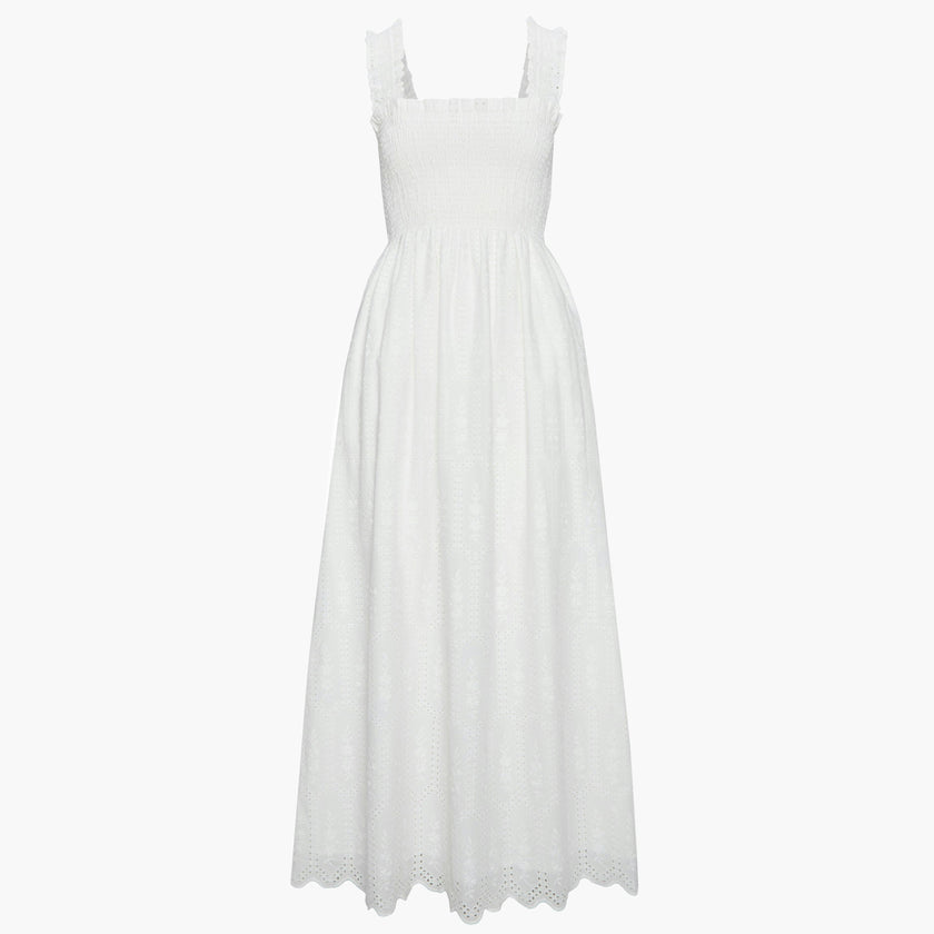 The Ashlyn Nap Dress - White Trellis Broderie