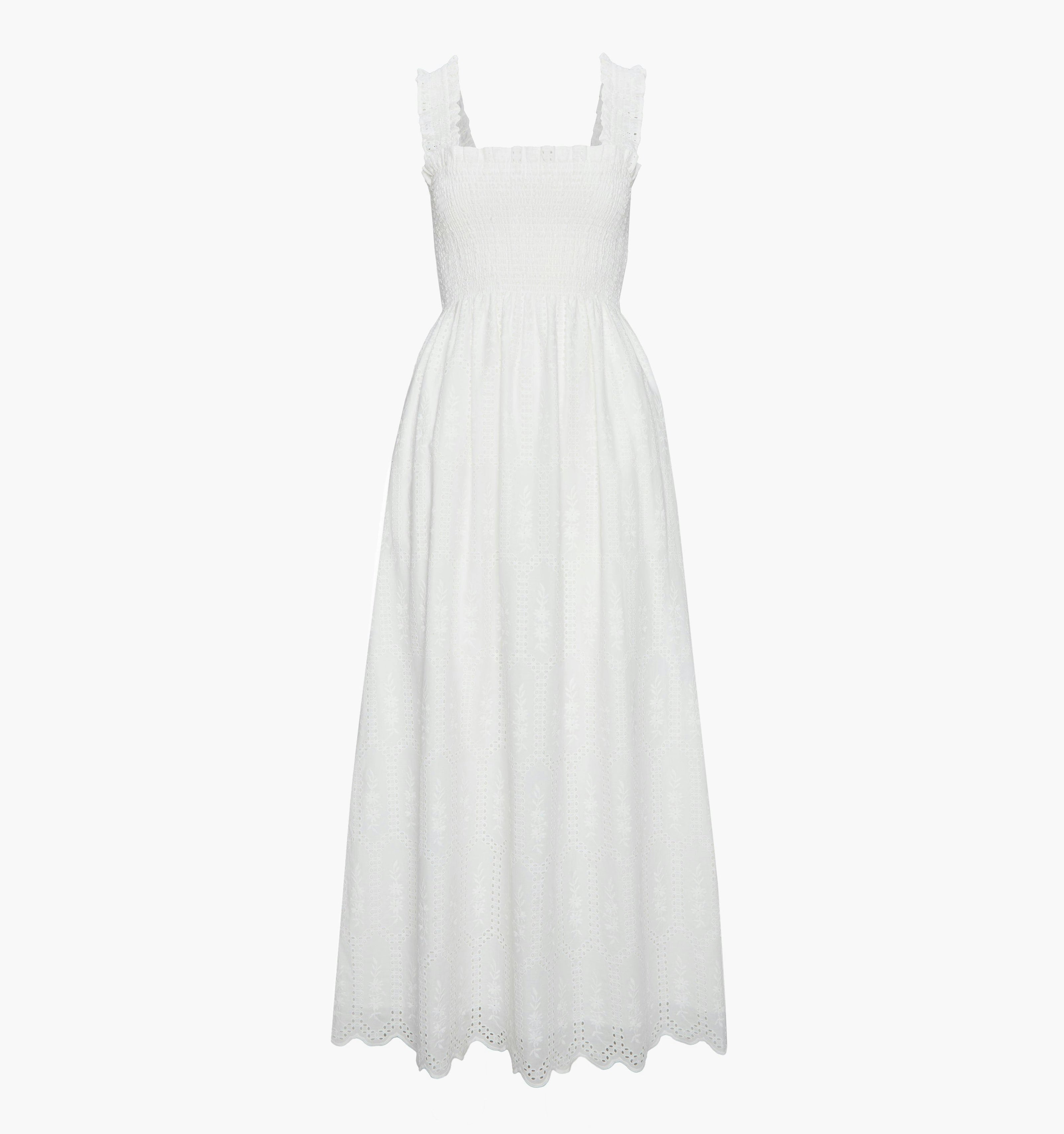 The Ashlyn Nap Dress - White Trellis Broderie