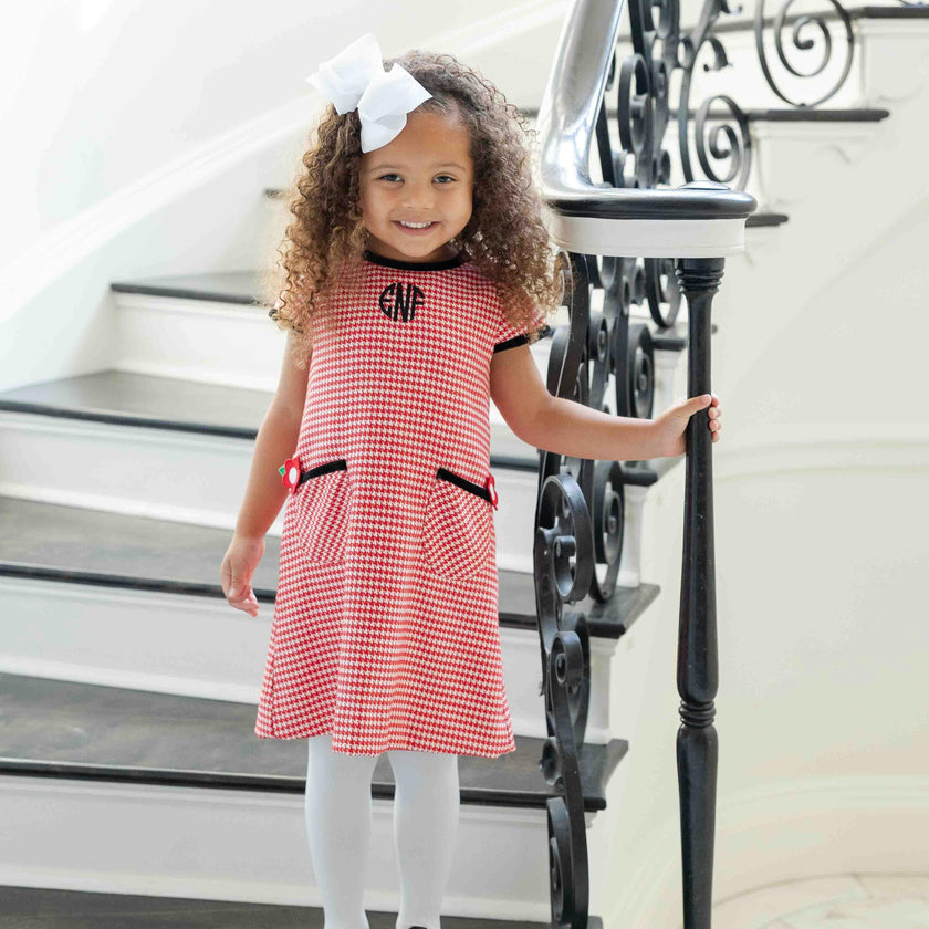 Houndstooth Dress With Flowers