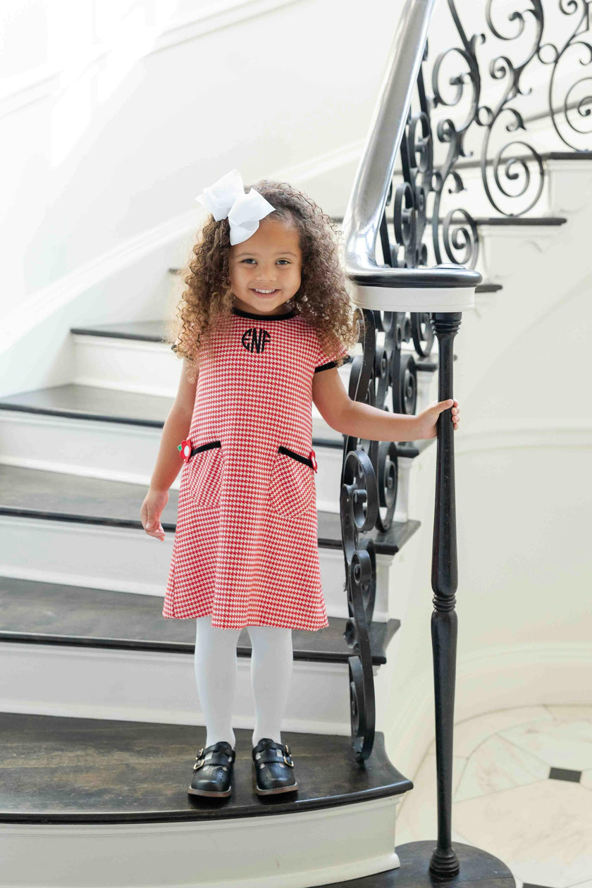 Houndstooth Dress With Flowers
