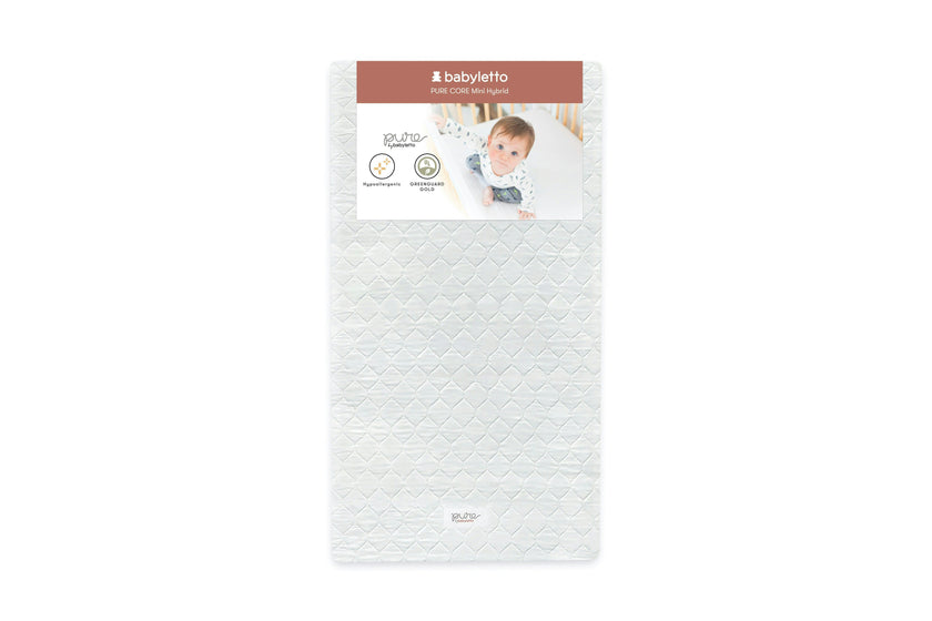 Babyletto Pure Core Mini Crib Mattress | Hybrid Quilted Waterproof Cover | Lightweight