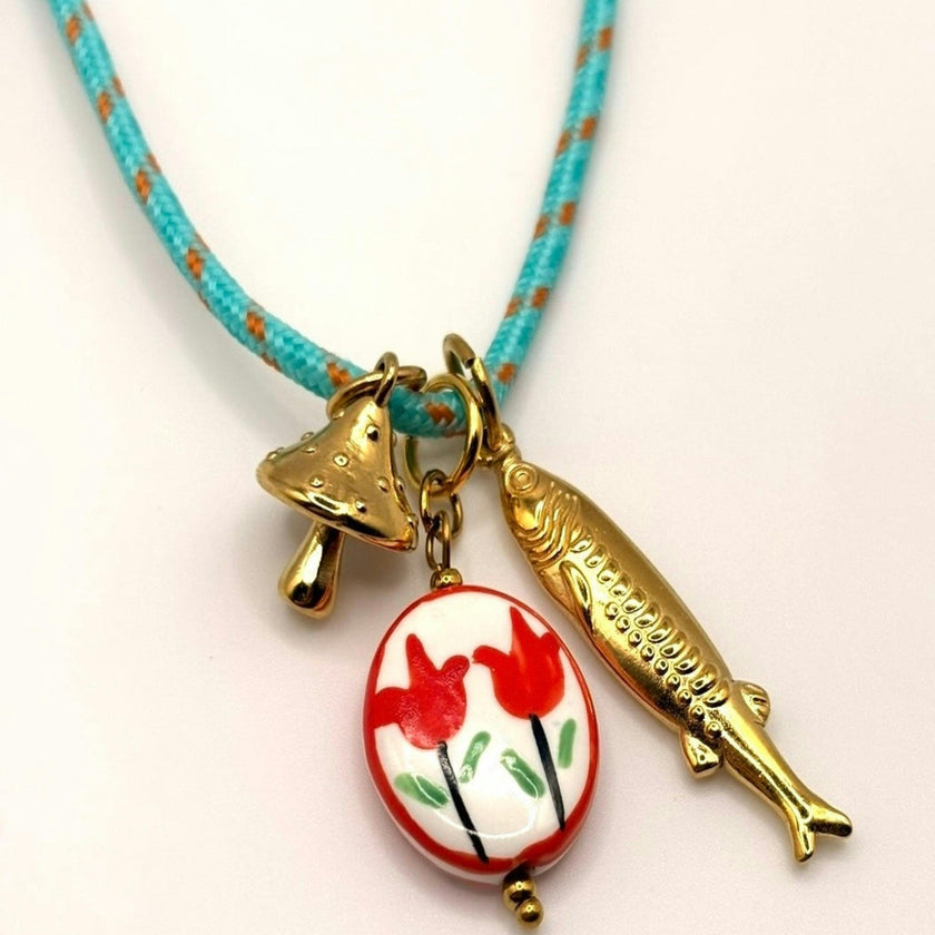 SUMMER CORD FISH CHARM NECKLACE
