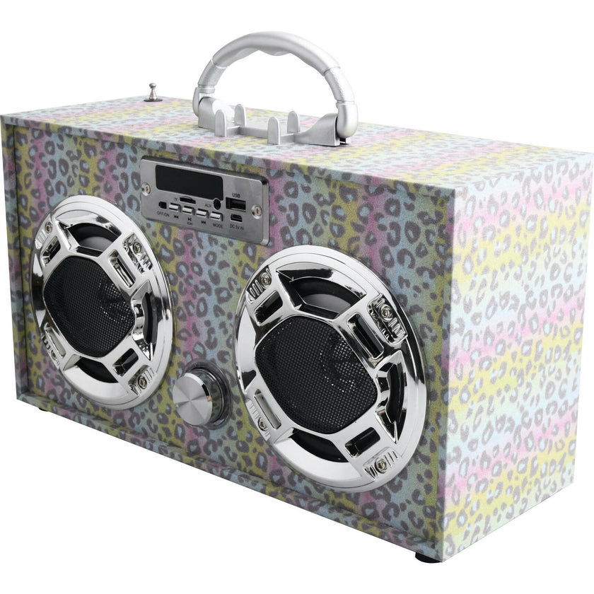 Leopard Glitter Bluetooth Boombox