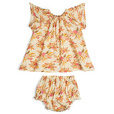 Vintage Floral Organic Cotton Dress & Bloomer Set