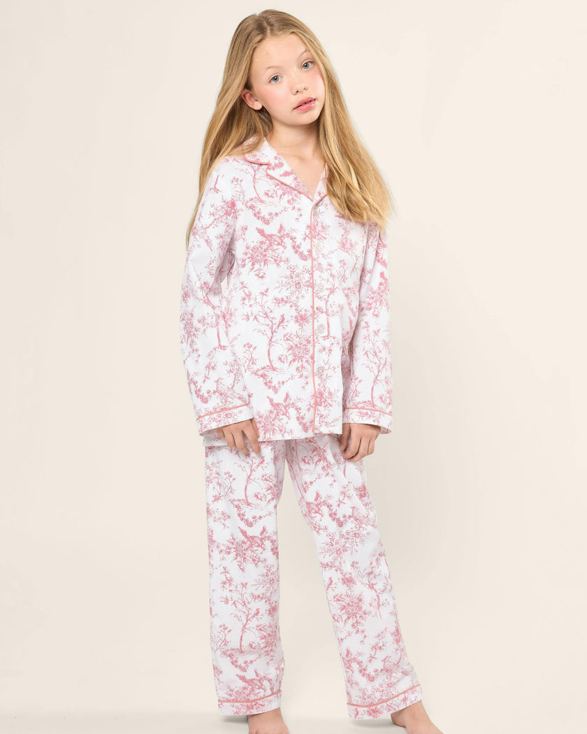 Kid's Twill Pajama Set in Pink Timeless Toile