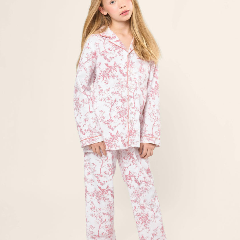 Kid's Twill Pajama Set in Pink Timeless Toile