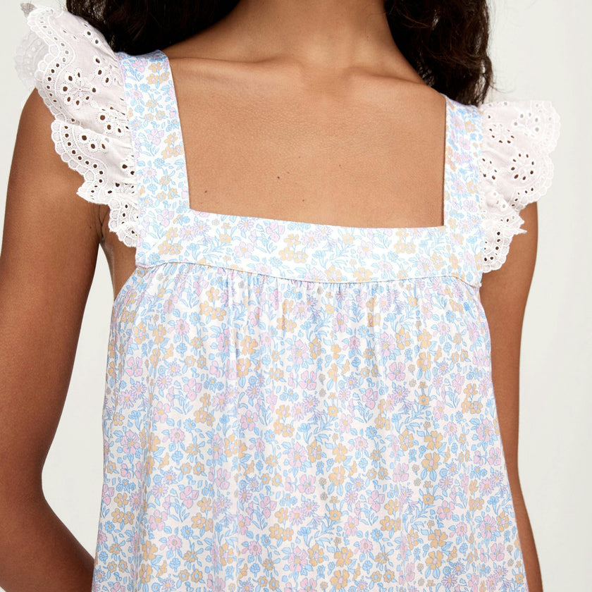 Women's Lightweight Pima Clara Nightgown in Fleur Blanche