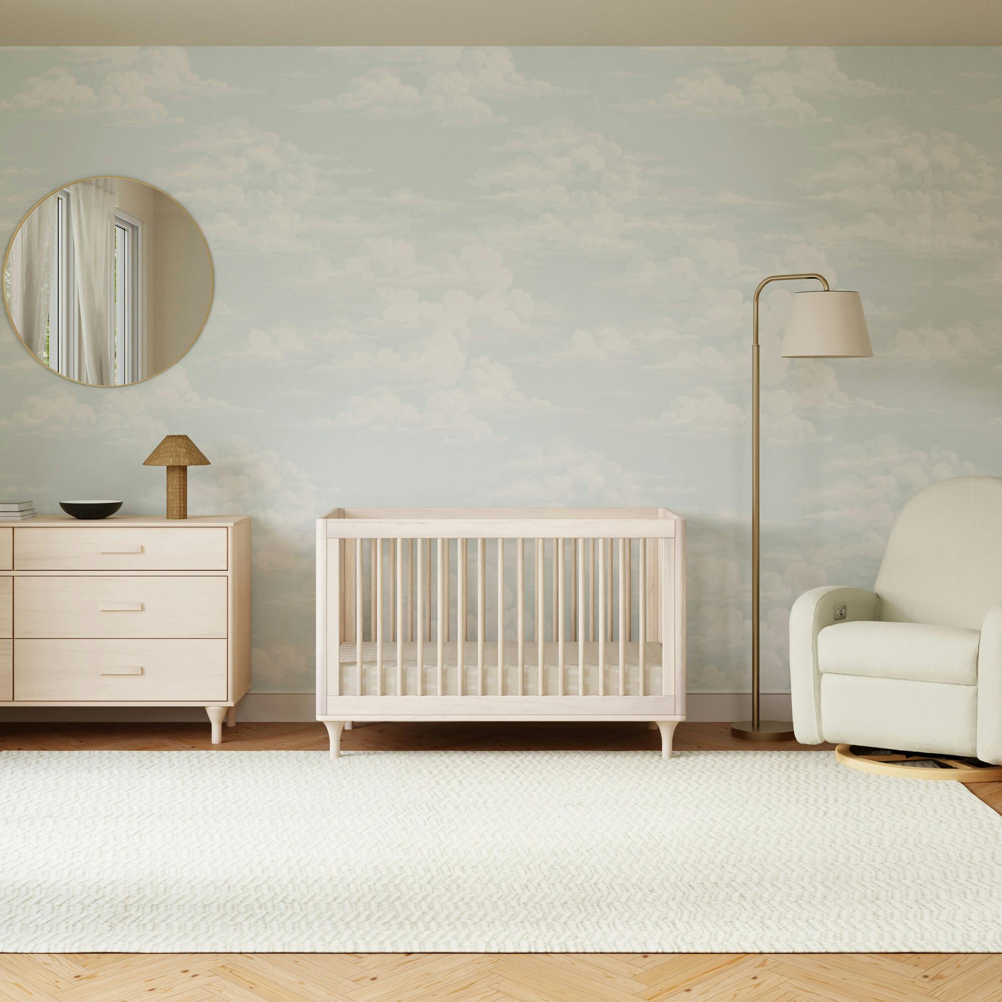 Lolly 3-in-1 Convertible Crib with Toddler Bed Conversion Kit in Washed Natural