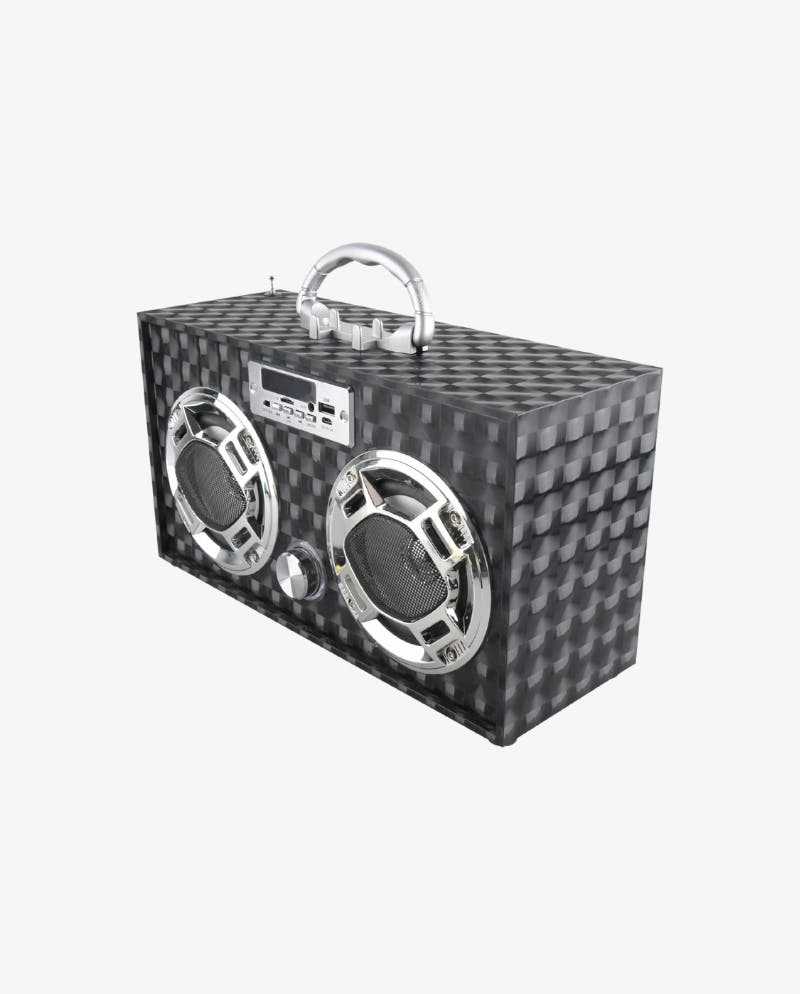 Bluetooth FM Radio W LED  Speakers Black Boombox