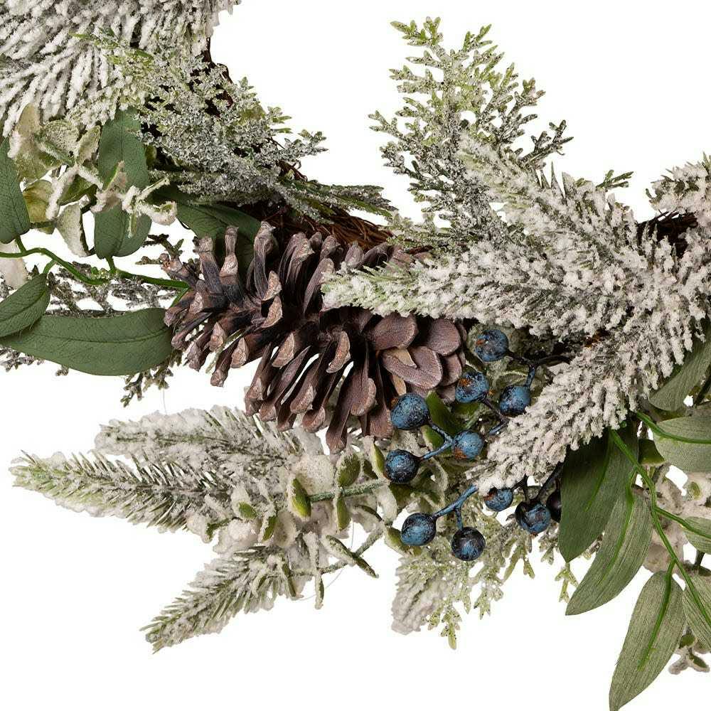 Un-Lit Decorated Rattan Wreath with Blueberries