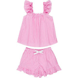 Women's Hepburn Gingham Pink Frill Tank PJ Set