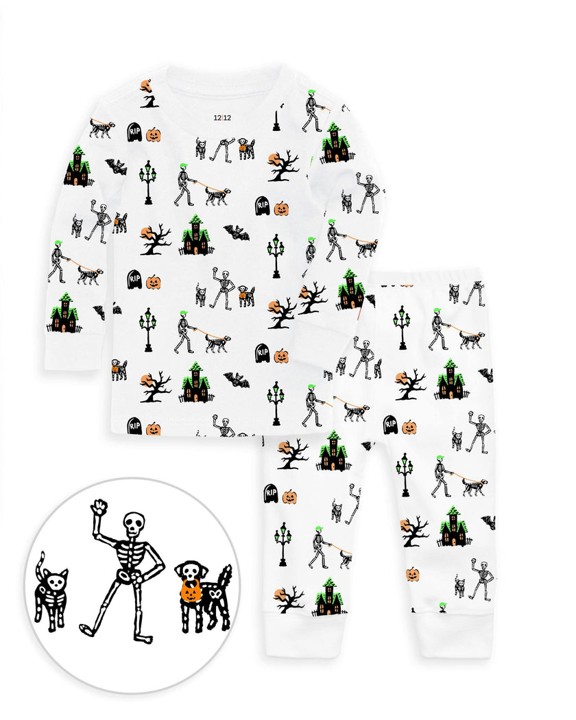The Organic Long Sleeve Pajama Set [Spooky Skeletons]