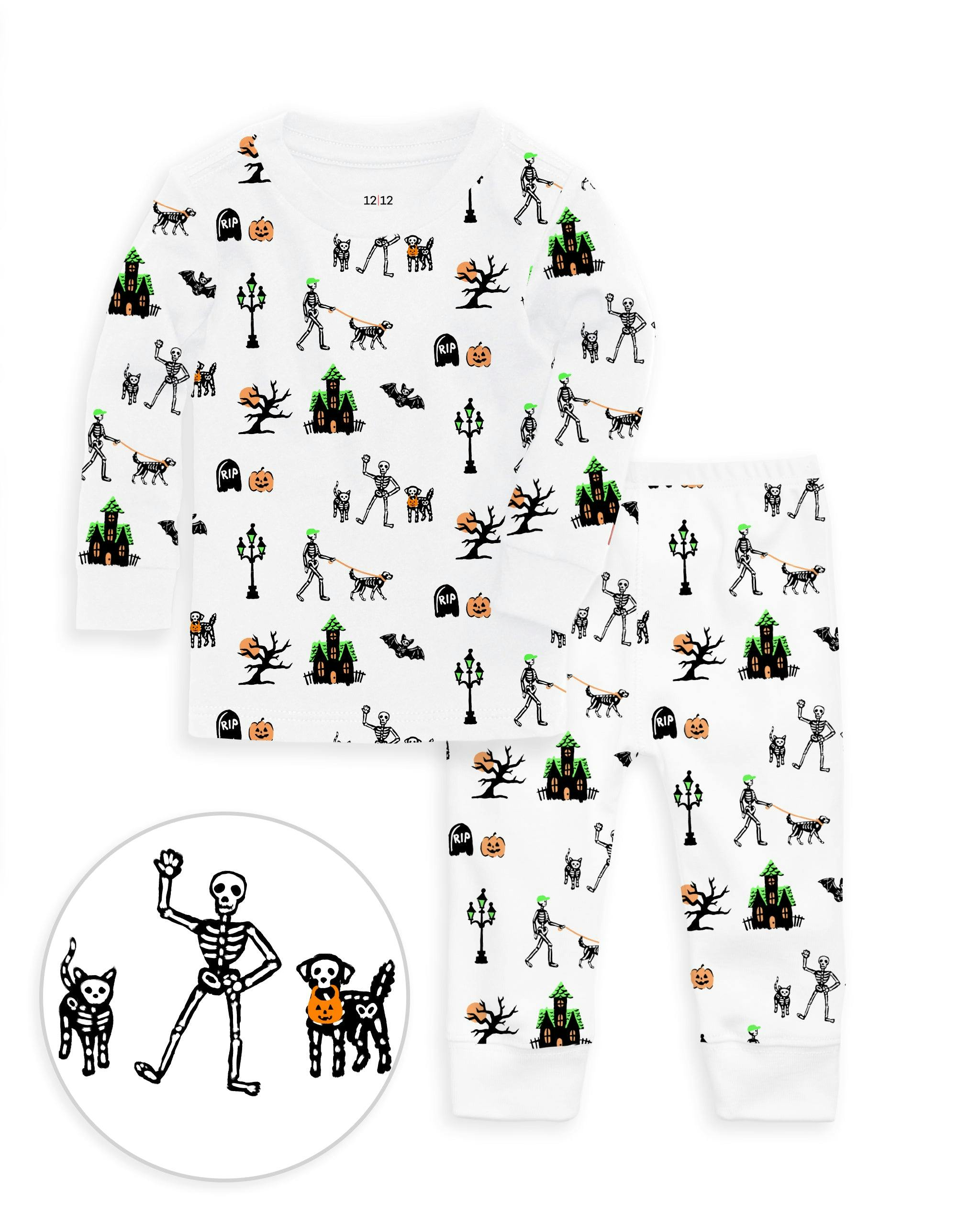 The Organic Long Sleeve Pajama Set [Spooky Skeletons]
