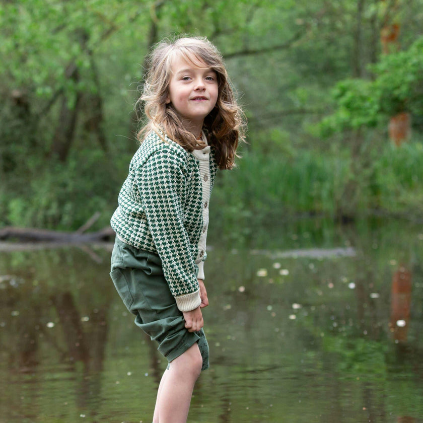 From One To Another Olive Striped Knitted Cardigan, Green