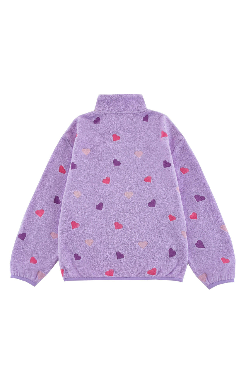 Embroidered Pull Over Polar Fleece, Purple Heart
