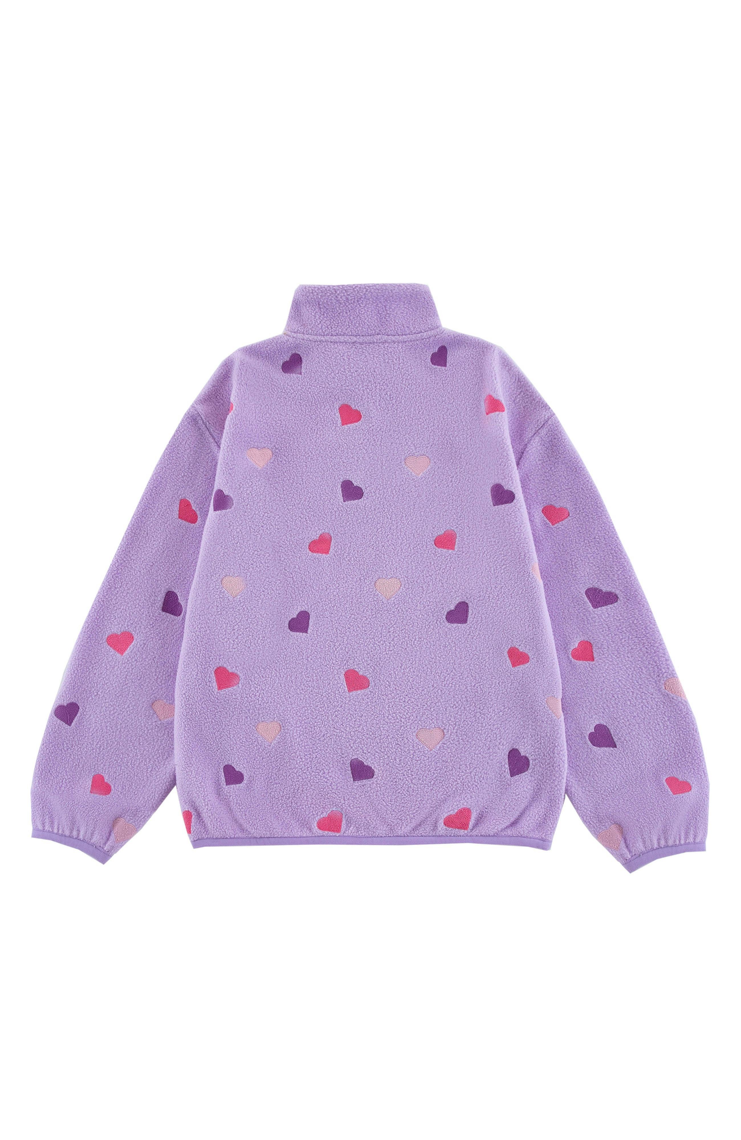 Embroidered Pull Over Polar Fleece, Purple Heart