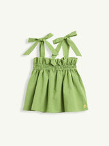 women's vichy frilled top - matcha green