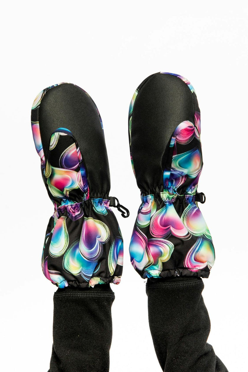 Play Winter Mittens Black Heart Print