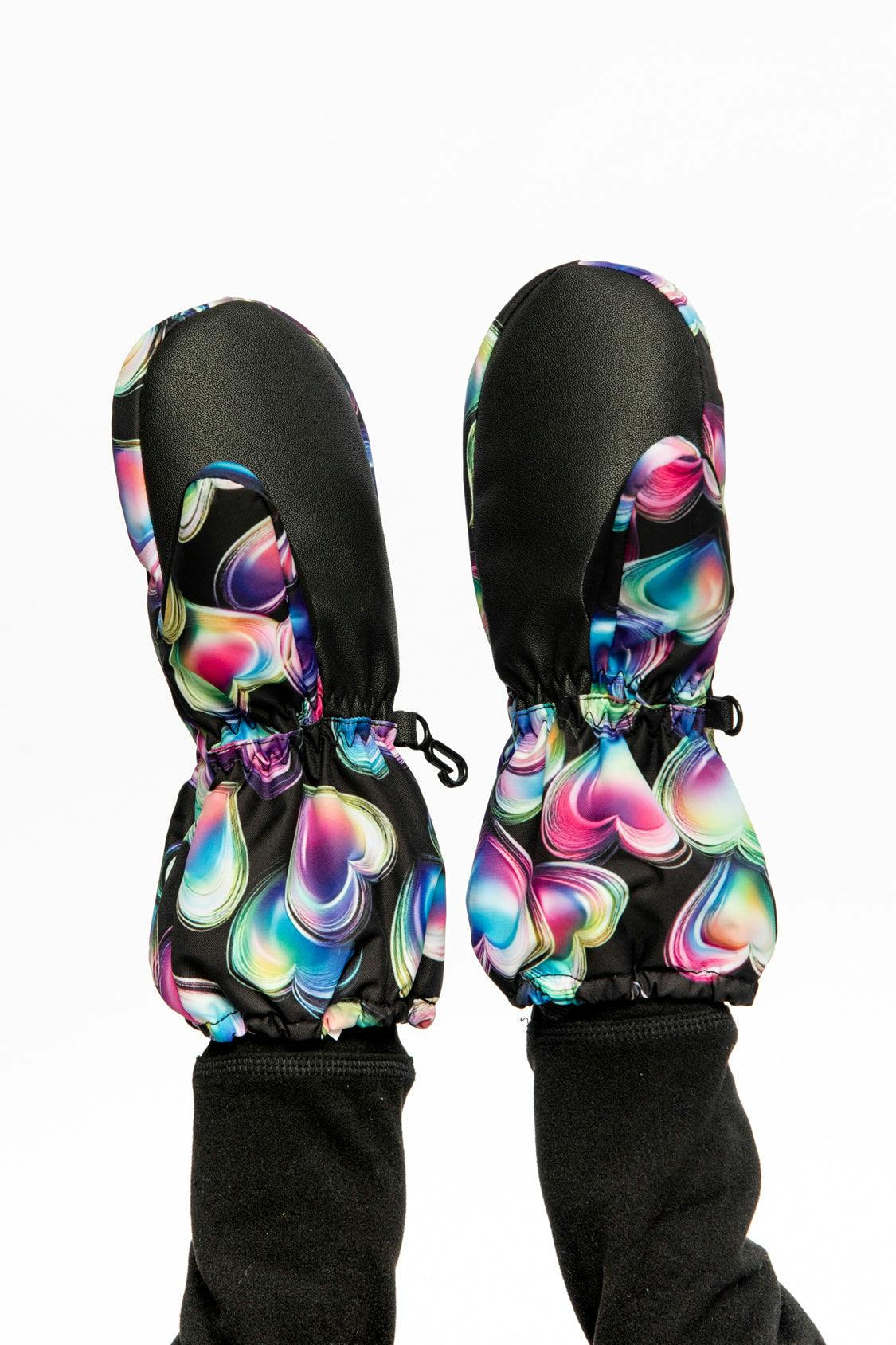 Play Winter Mittens Black Heart Print