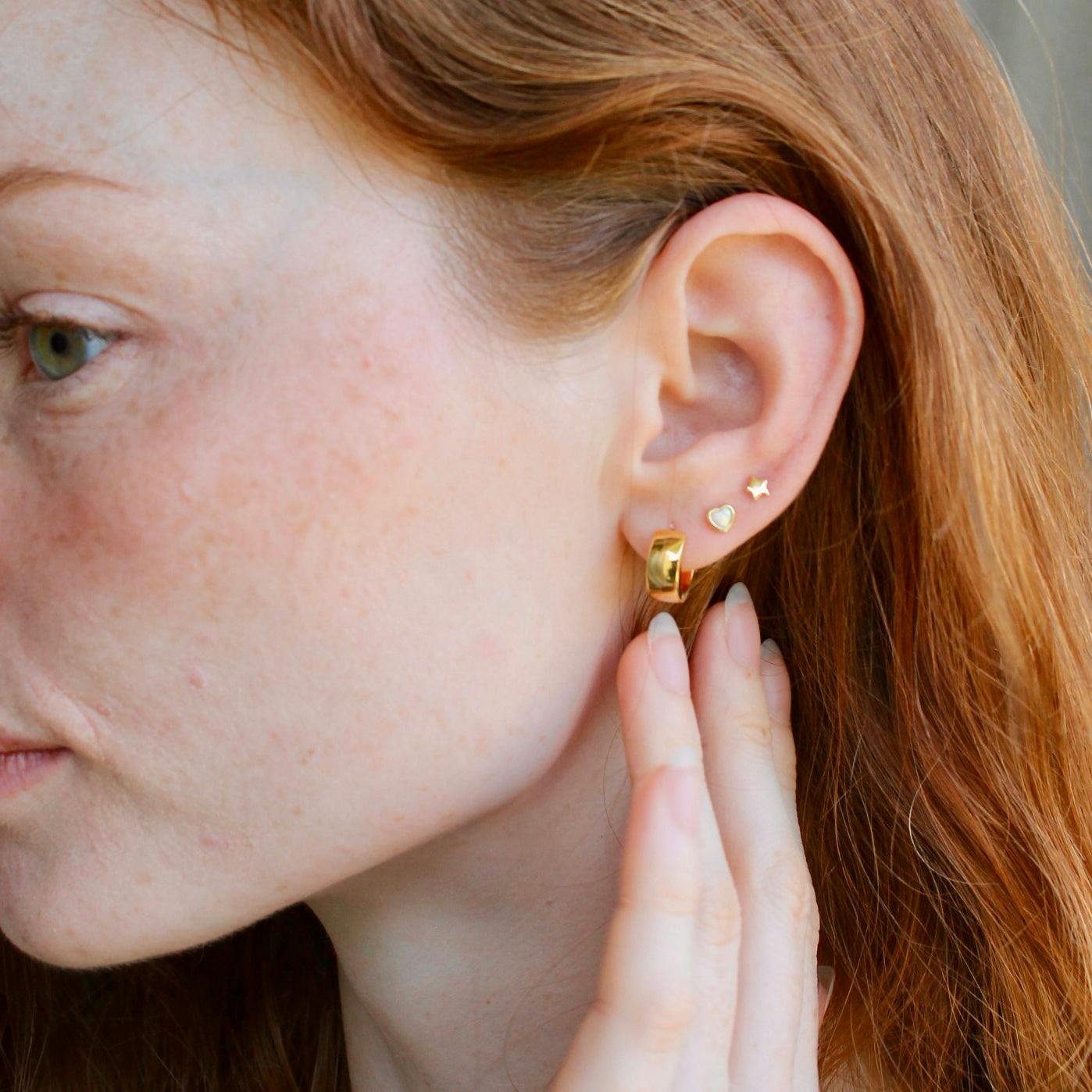 Opal Heart Stud Earrings