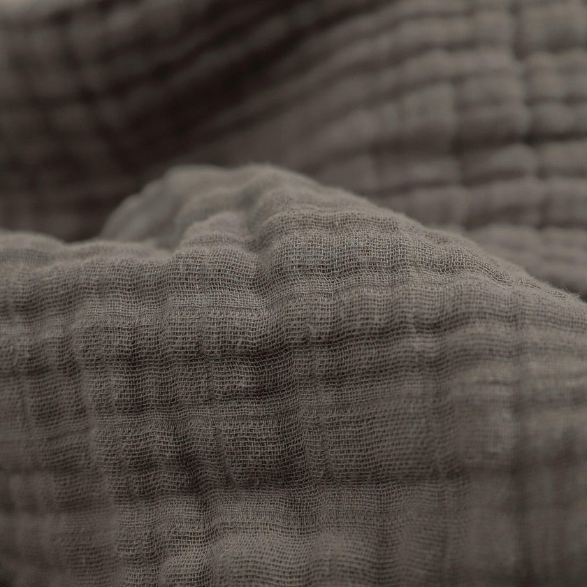 Cotton Muslin Quilted Throw - Mocha