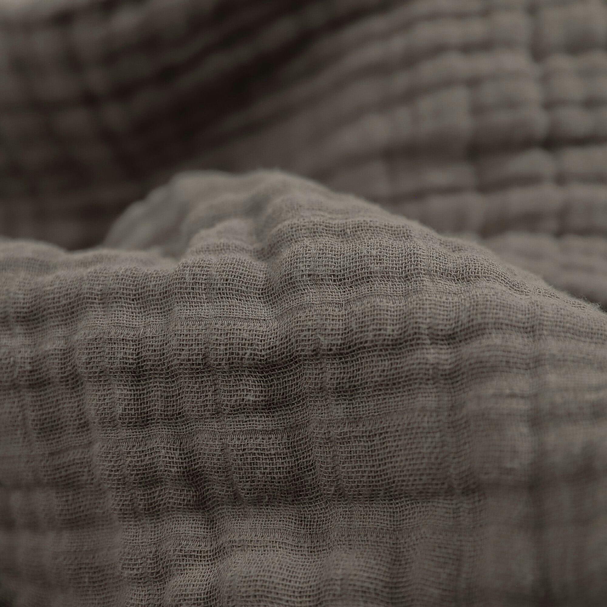 Cotton Muslin Quilted Throw - Mocha