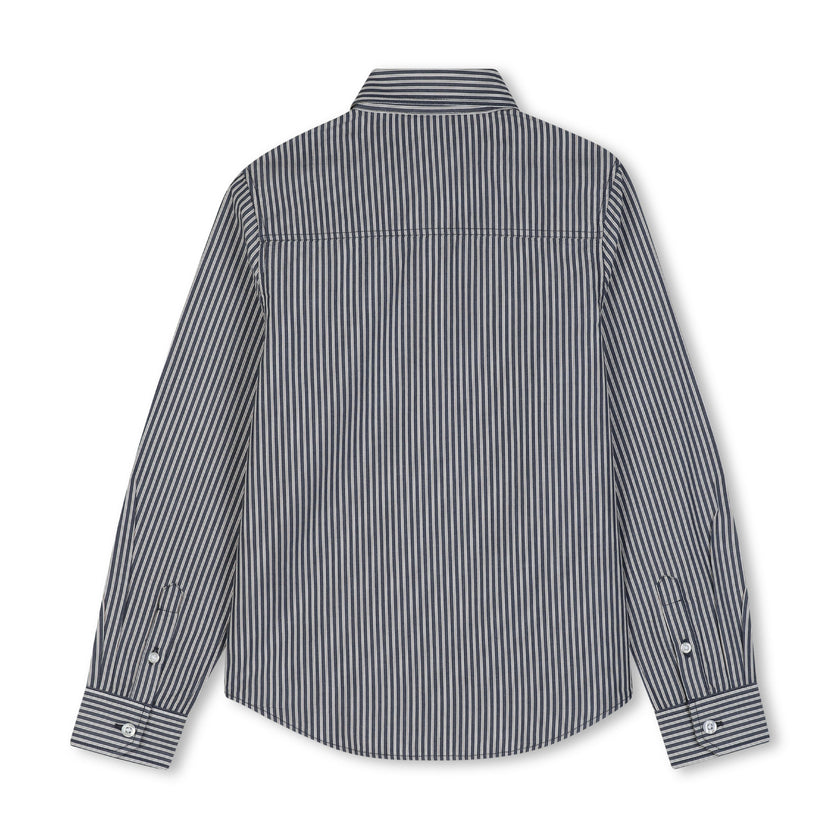 Navy Striped Button-Up Shirt