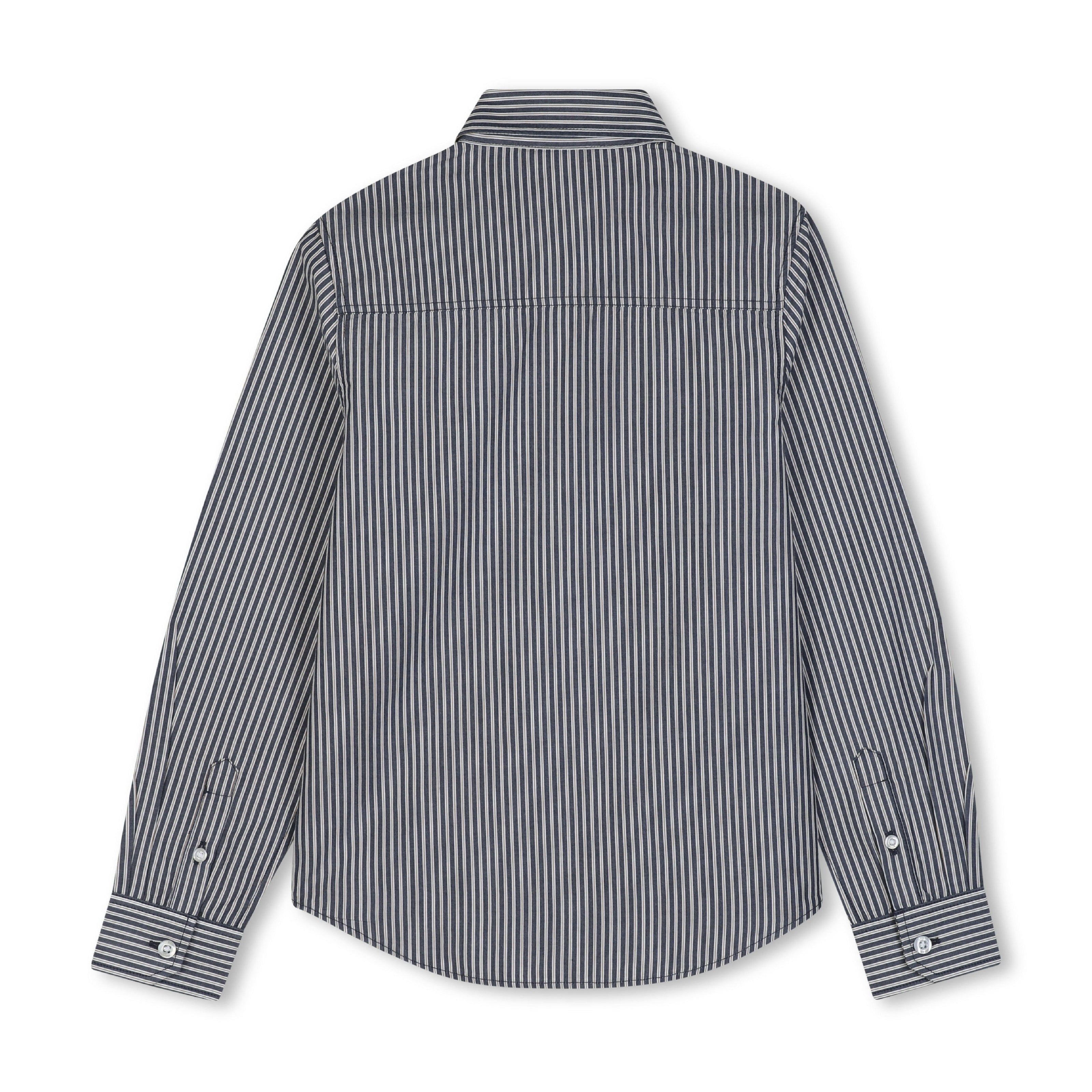 Navy Striped Button-Up Shirt