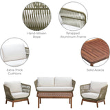 Teamson Home Outdoor Patio Sofa Set with Solid Acacia Base