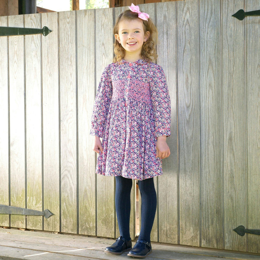 Floral Smocked Button-Front Dress