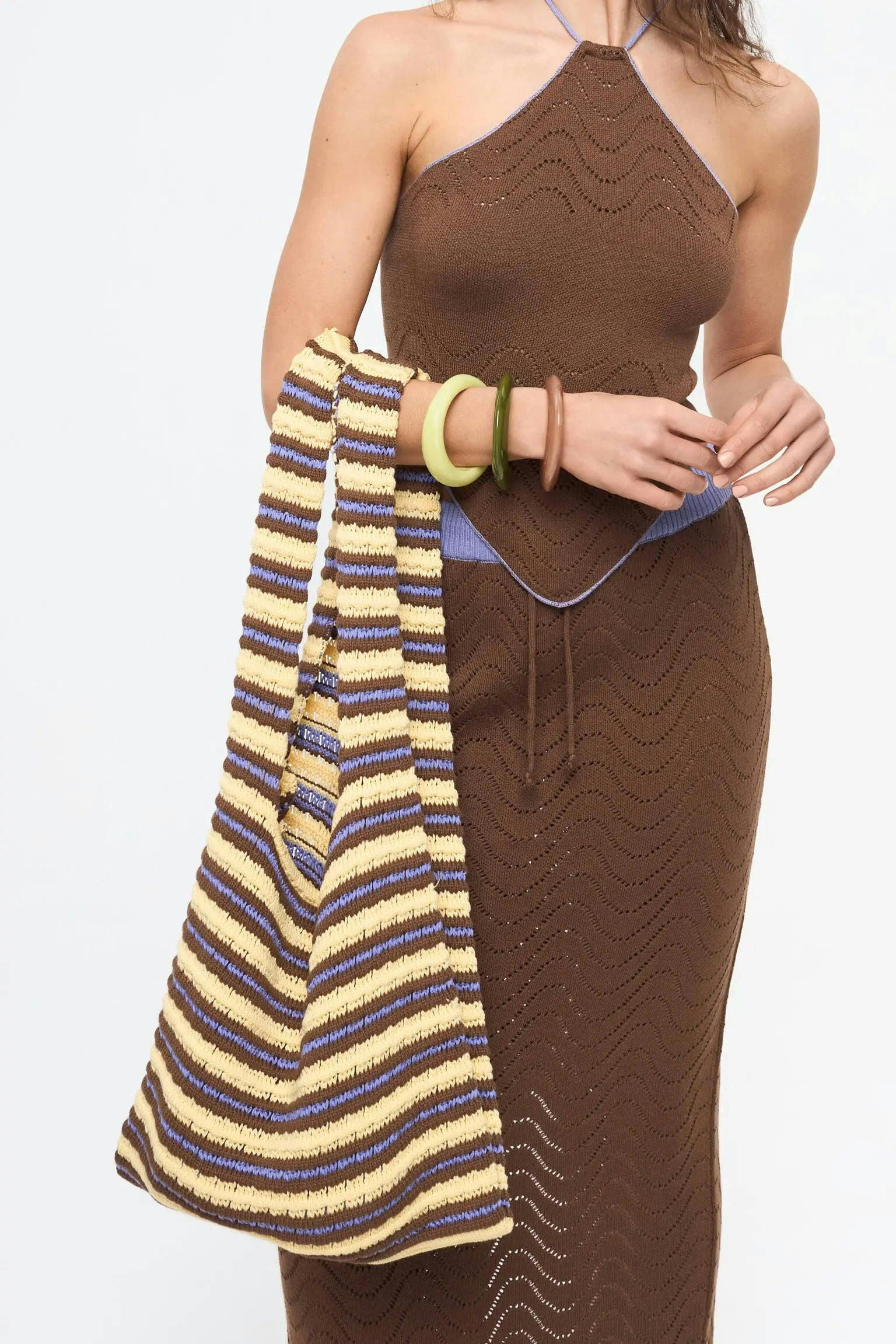 organic cotton crochete bag - banana palm