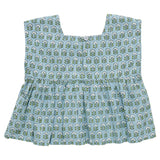 Girls Kamari Top - Blue Prairie Block Print