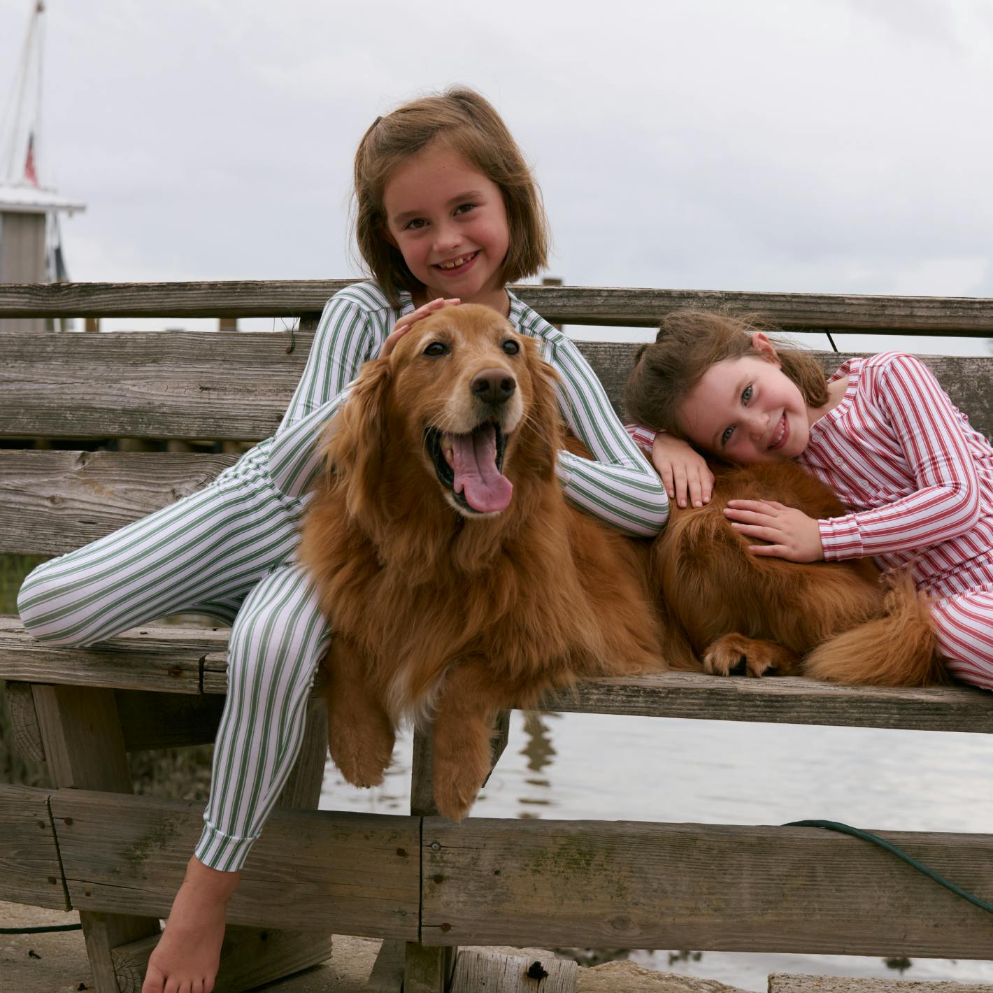 unisex boxwood ticking stripe pima pajamas set
