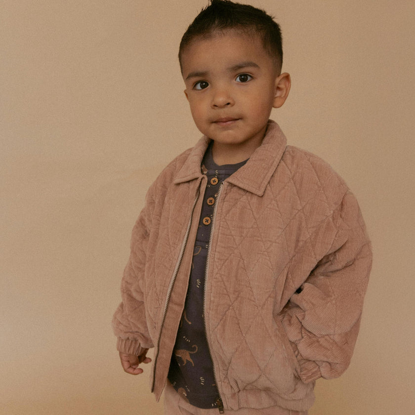 Organic Quilted Bomber Corduroy Jacket