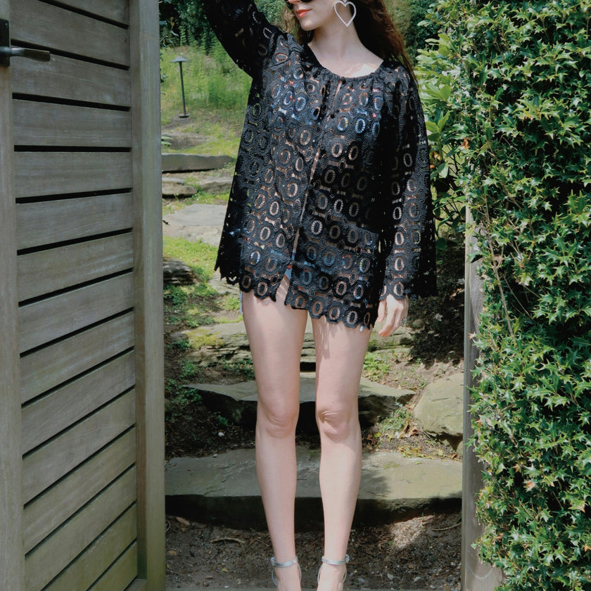The Enella Tunic - Black Broderie