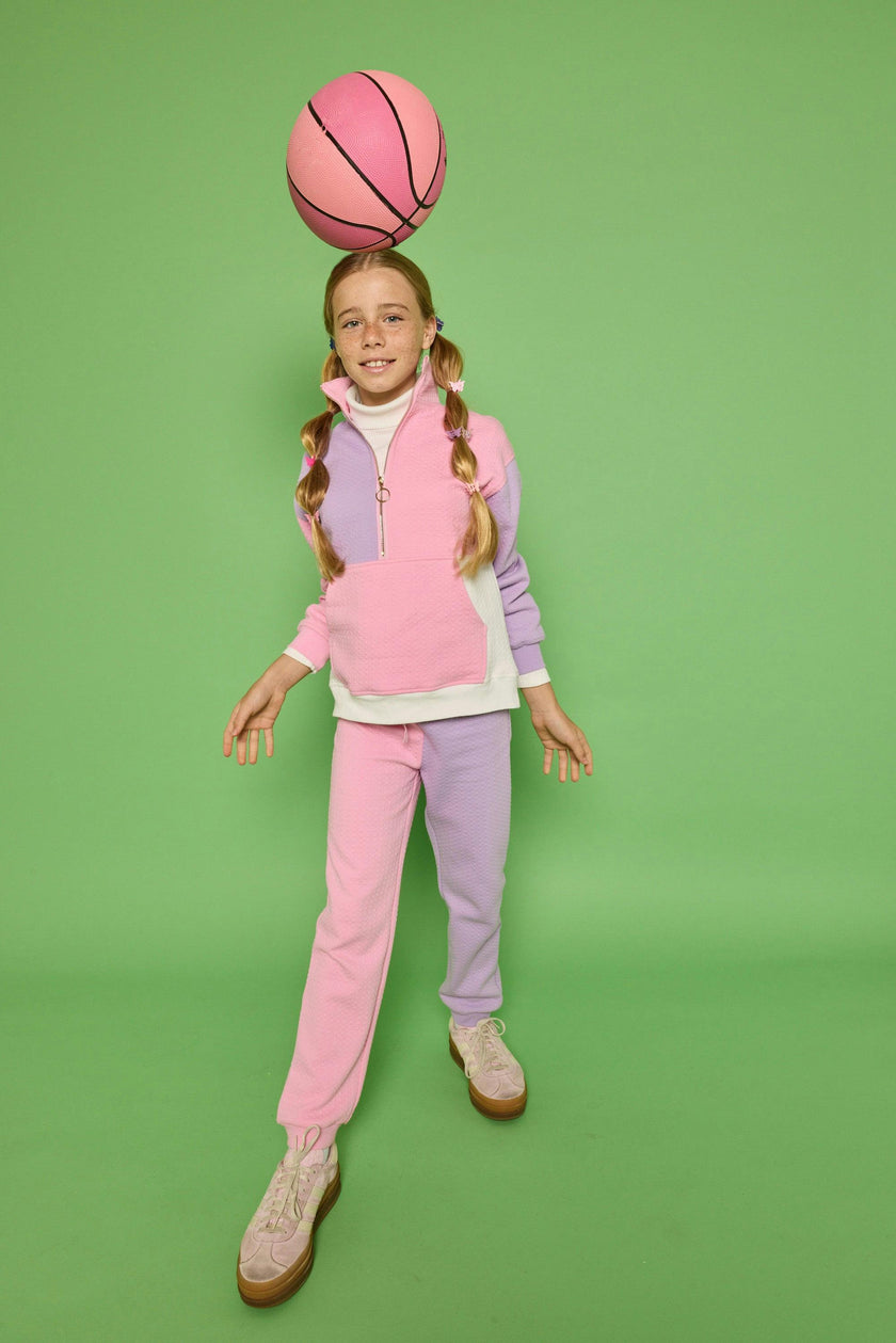 Color Block Pullover - Pink & Lilac