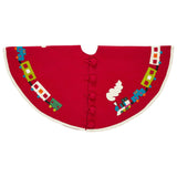 Handmade Toy Train Red Christmas Tree Skirt Felt