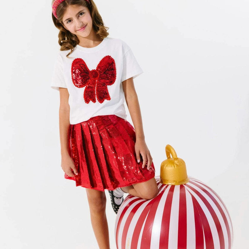 Scarlet Pleated Shimmer Skirt