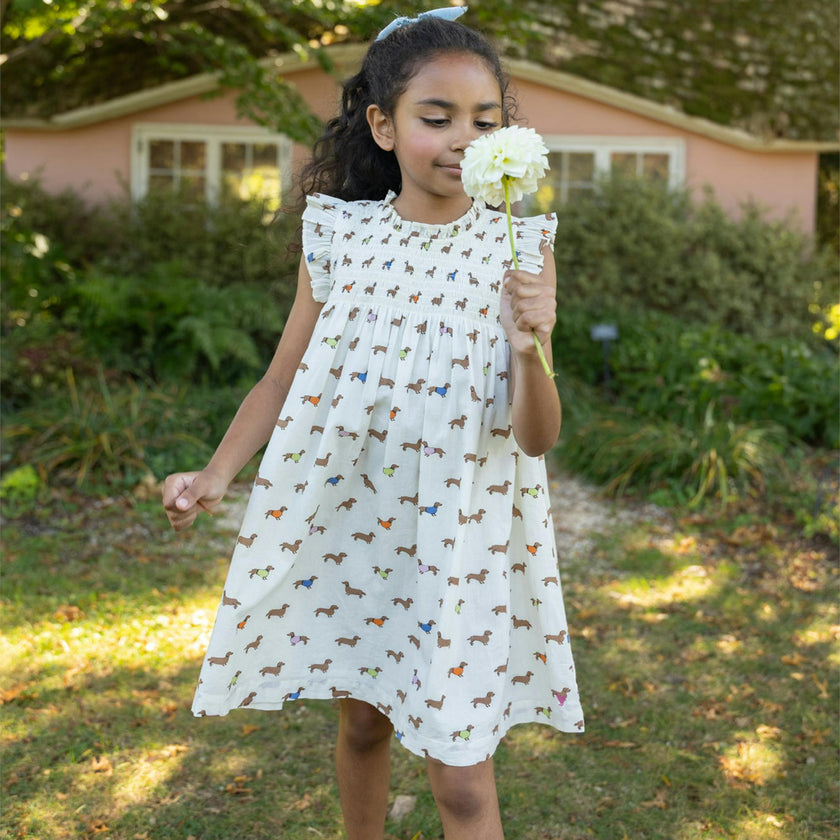 Girls Stevie Dress - Dachshunds in Sweaters