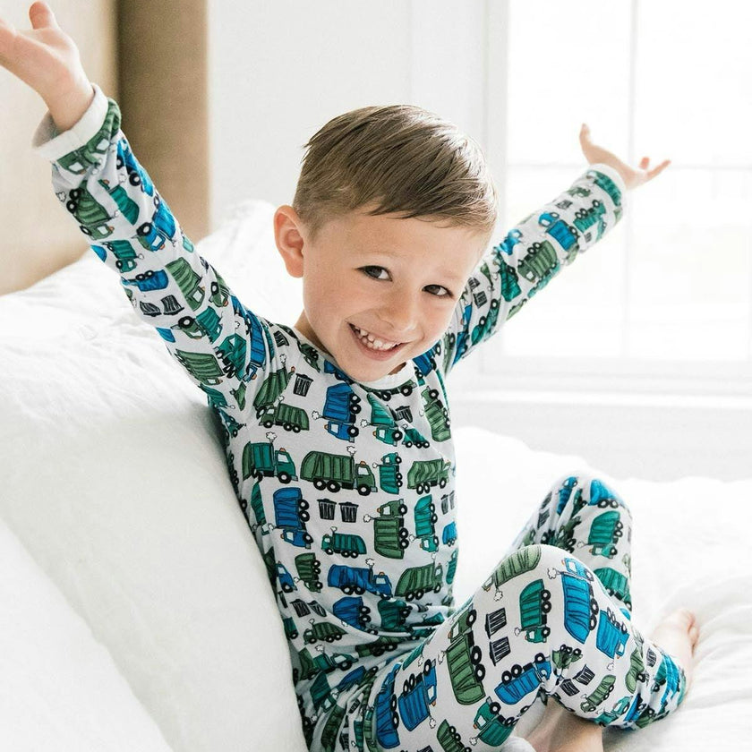 Long Sleeve Pajama Set - Garbage Trucks