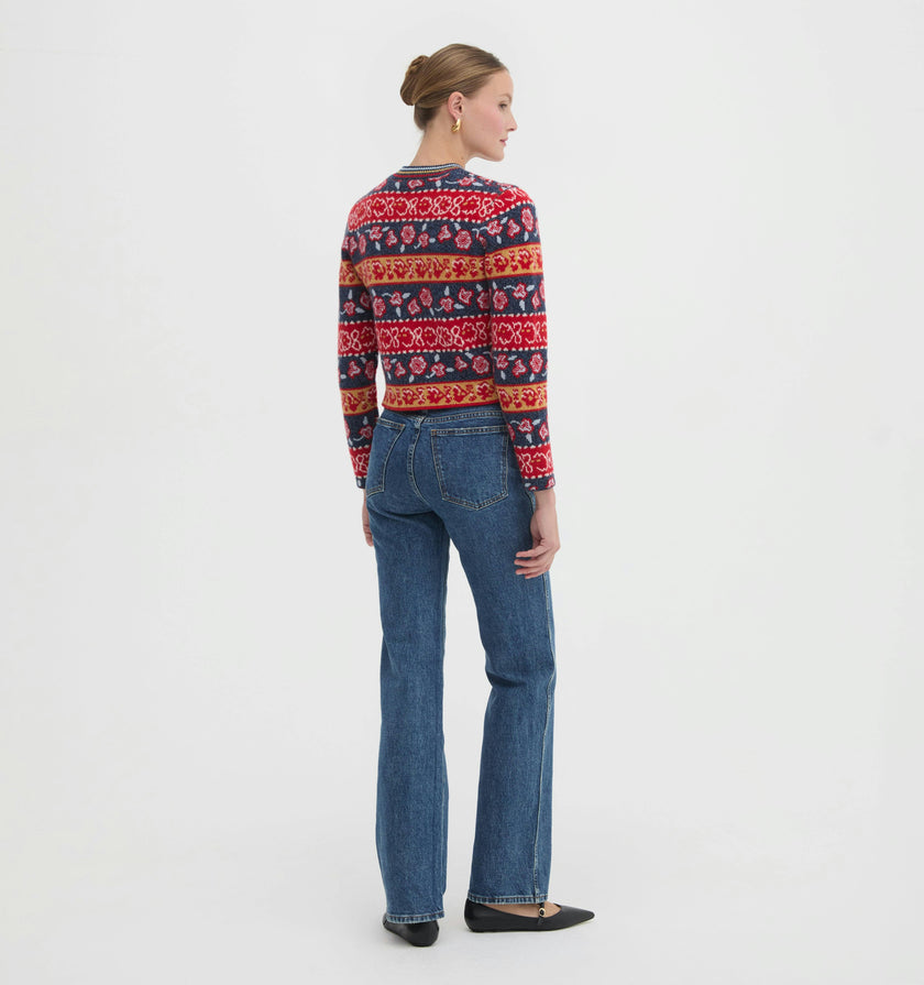 The Sonnet Cardigan - Lech Floral Stripe Red
