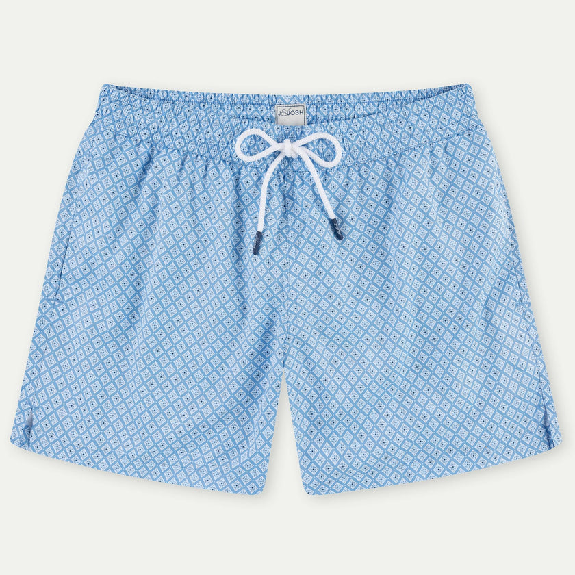 Sky Blue Geo Men's Swim Shorts