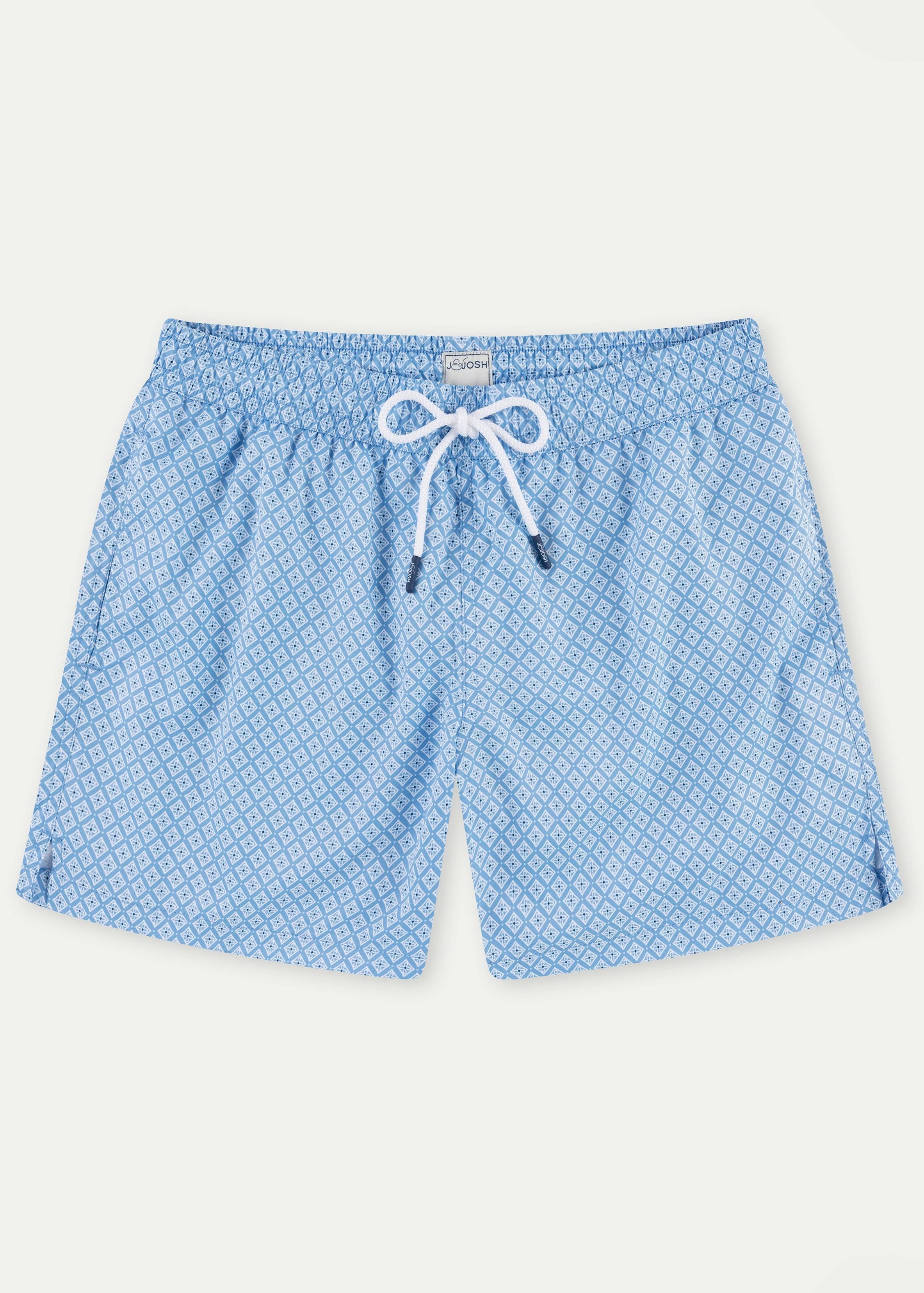 Sky Blue Geo Men's Swim Shorts
