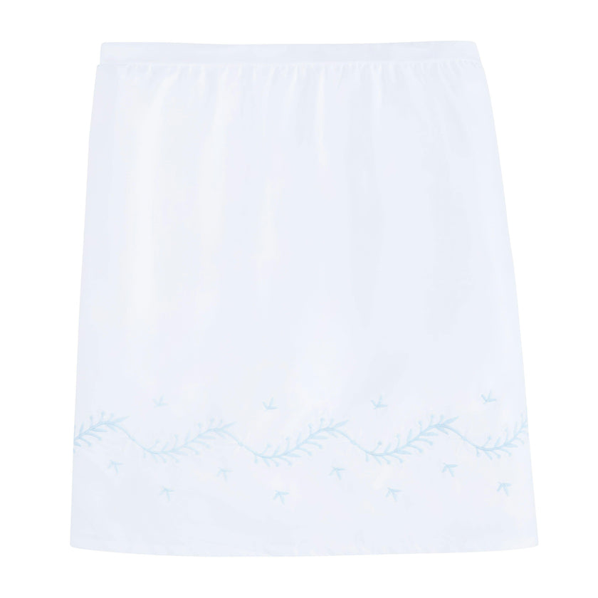 Embroidered Crib Skirt - Sky