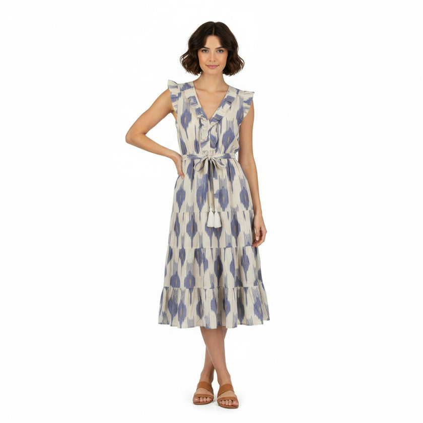 Giselle Womens Maxi Dress La Creme Ikat, natural