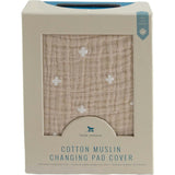 Cotton Muslin Changing Pad Cover - Taupe Cross