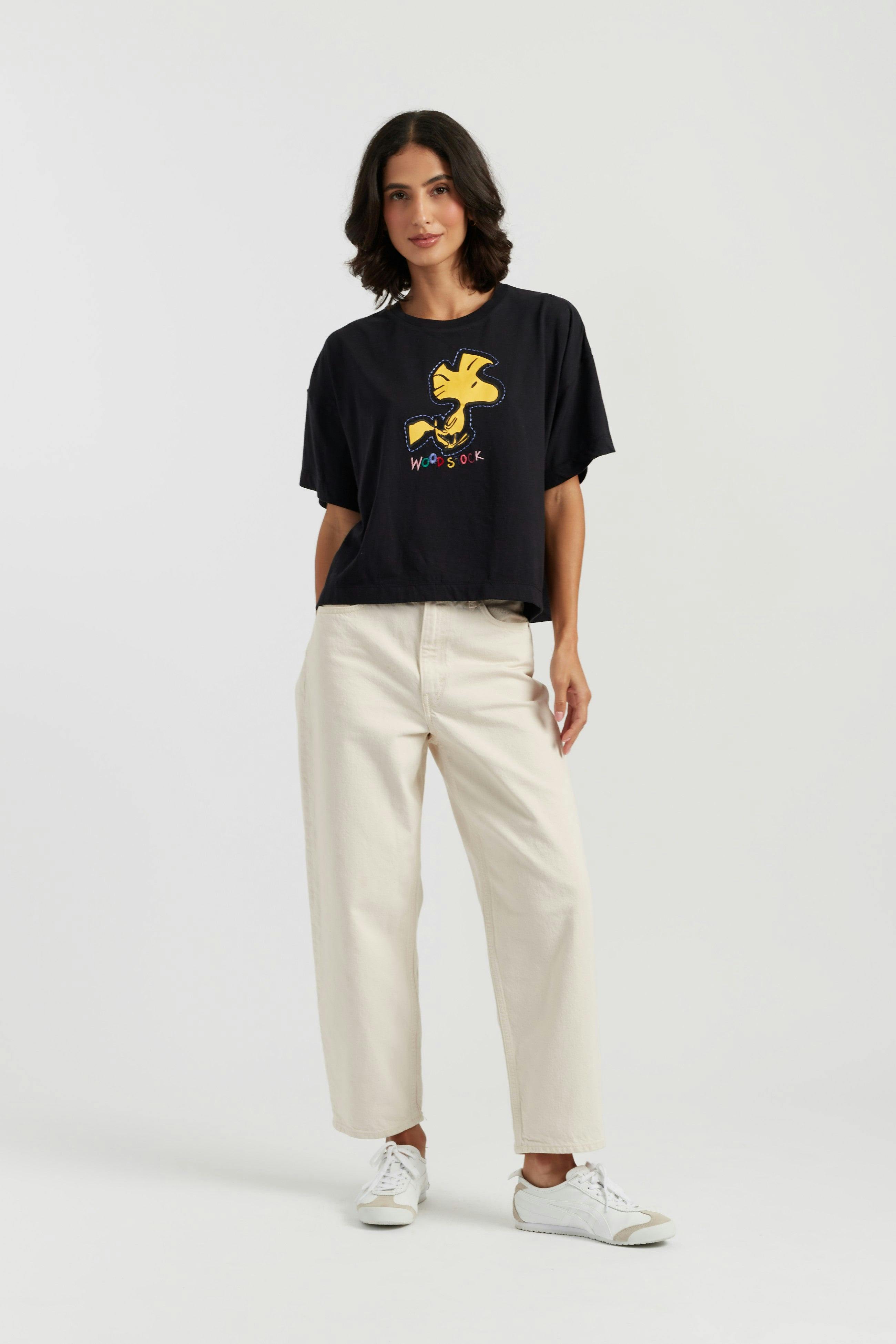 Cotton Woodstock Embroidered T-Shirt