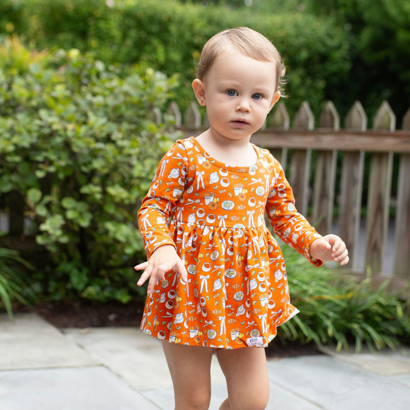 Long Sleeve Bubble Romper in Coffee Shop