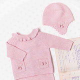 Mid pink soft knit hat with cherry detail